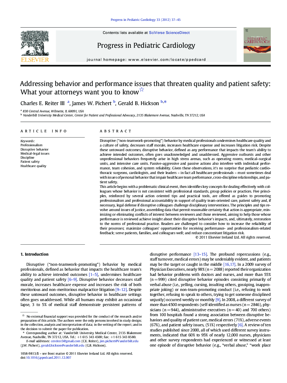 عکس صفحه اول مقاله: Addressing behavior and performance issues that threaten quality and patient safety: What your attorneys want you to know Addressing behavior and performance issues that threaten quality and patient safety: What your attorneys want you to know