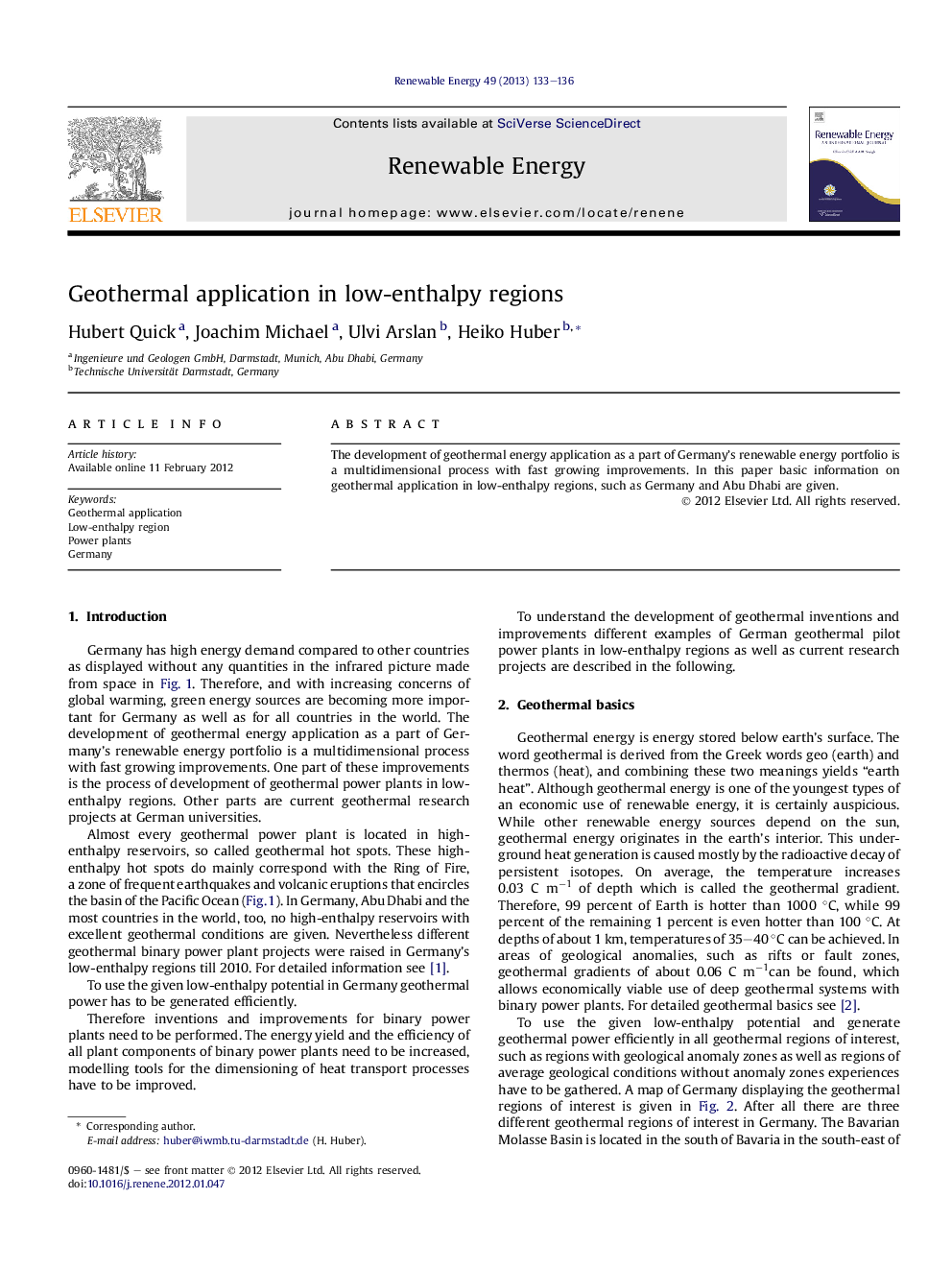 Geothermal application in low-enthalpy regions