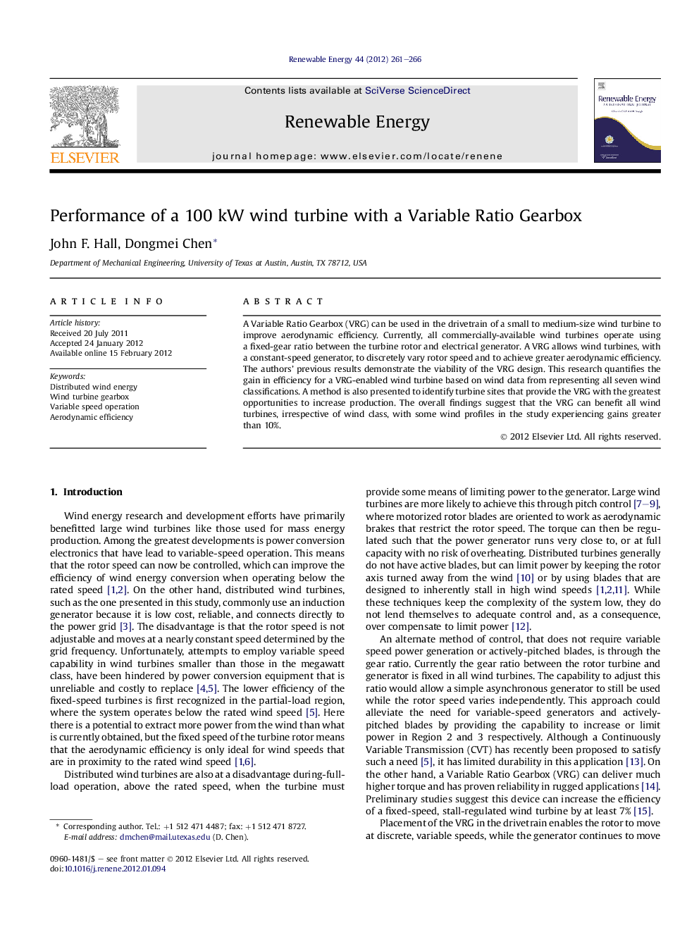 Performance of a 100 kW wind turbine with a Variable Ratio Gearbox