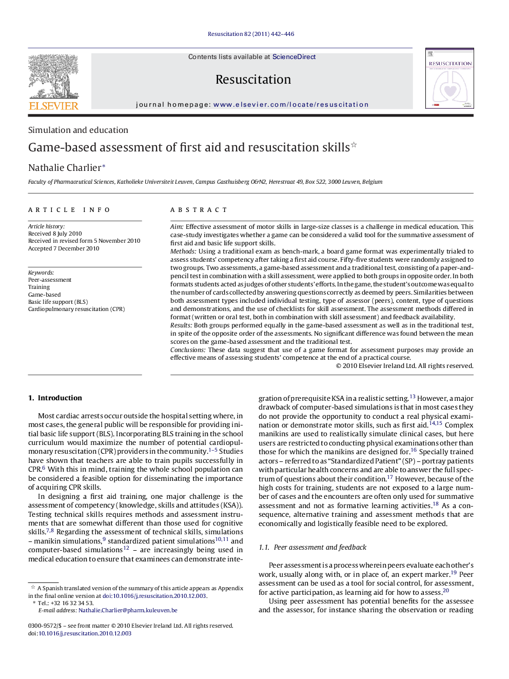 Game-based assessment of first aid and resuscitation skills 