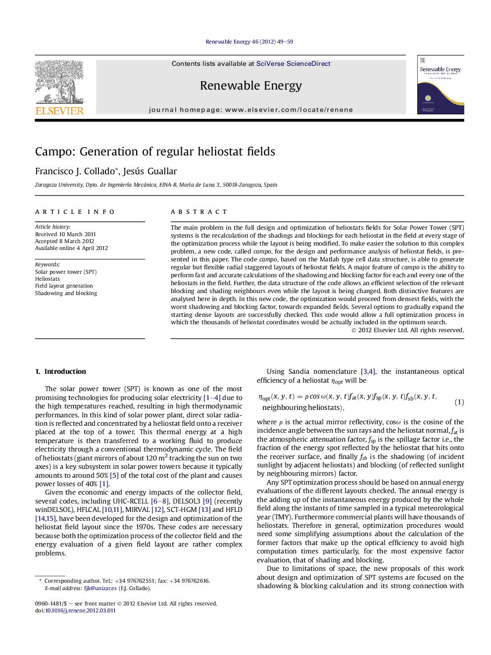 Campo: Generation of regular heliostat fields