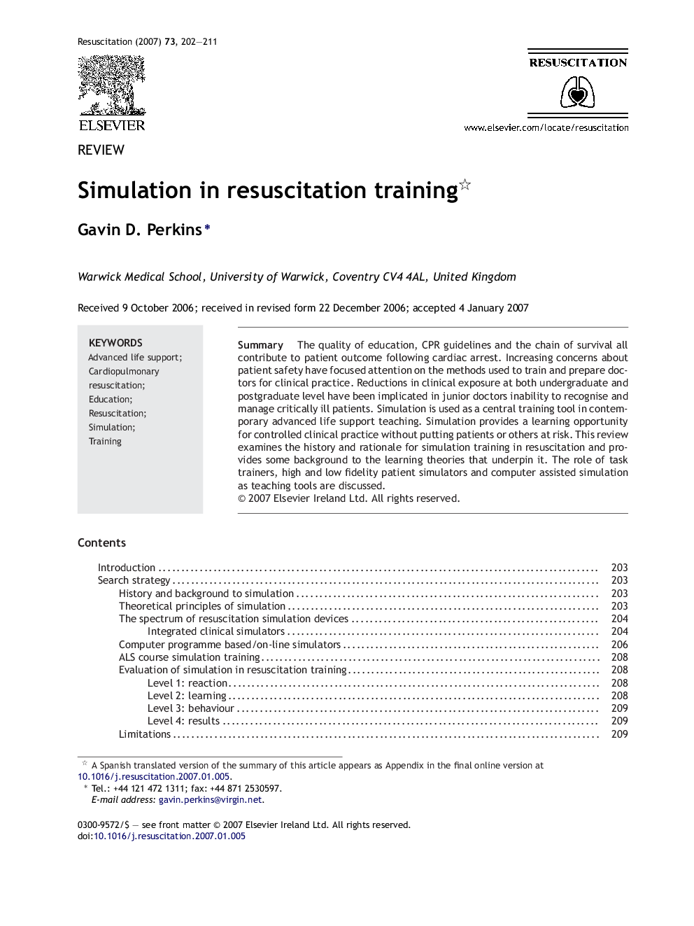 Simulation in resuscitation training 