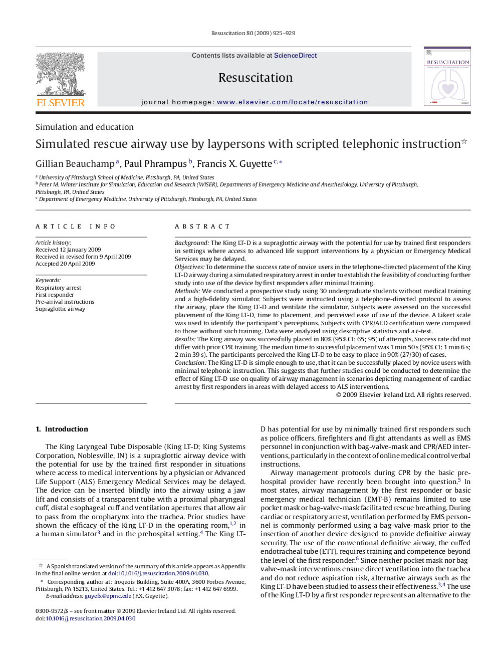 Simulated rescue airway use by laypersons with scripted telephonic instruction 