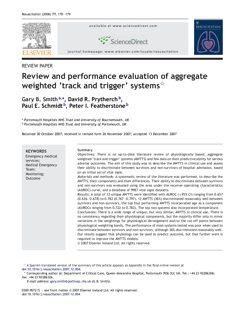 Review and performance evaluation of aggregate weighted ‘track and trigger’ systems 