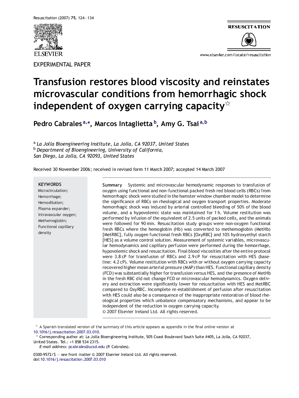 Transfusion restores blood viscosity and reinstates microvascular conditions from hemorrhagic shock independent of oxygen carrying capacity 