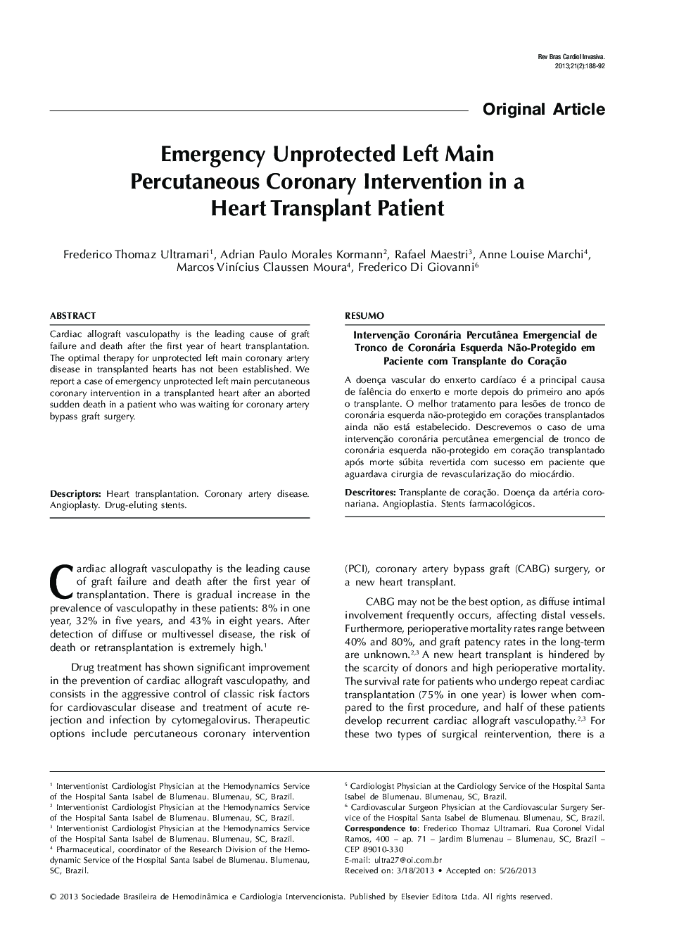 Emergency Unprotected Left Main Percutaneous Coronary Intervention in a Heart Transplant Patient