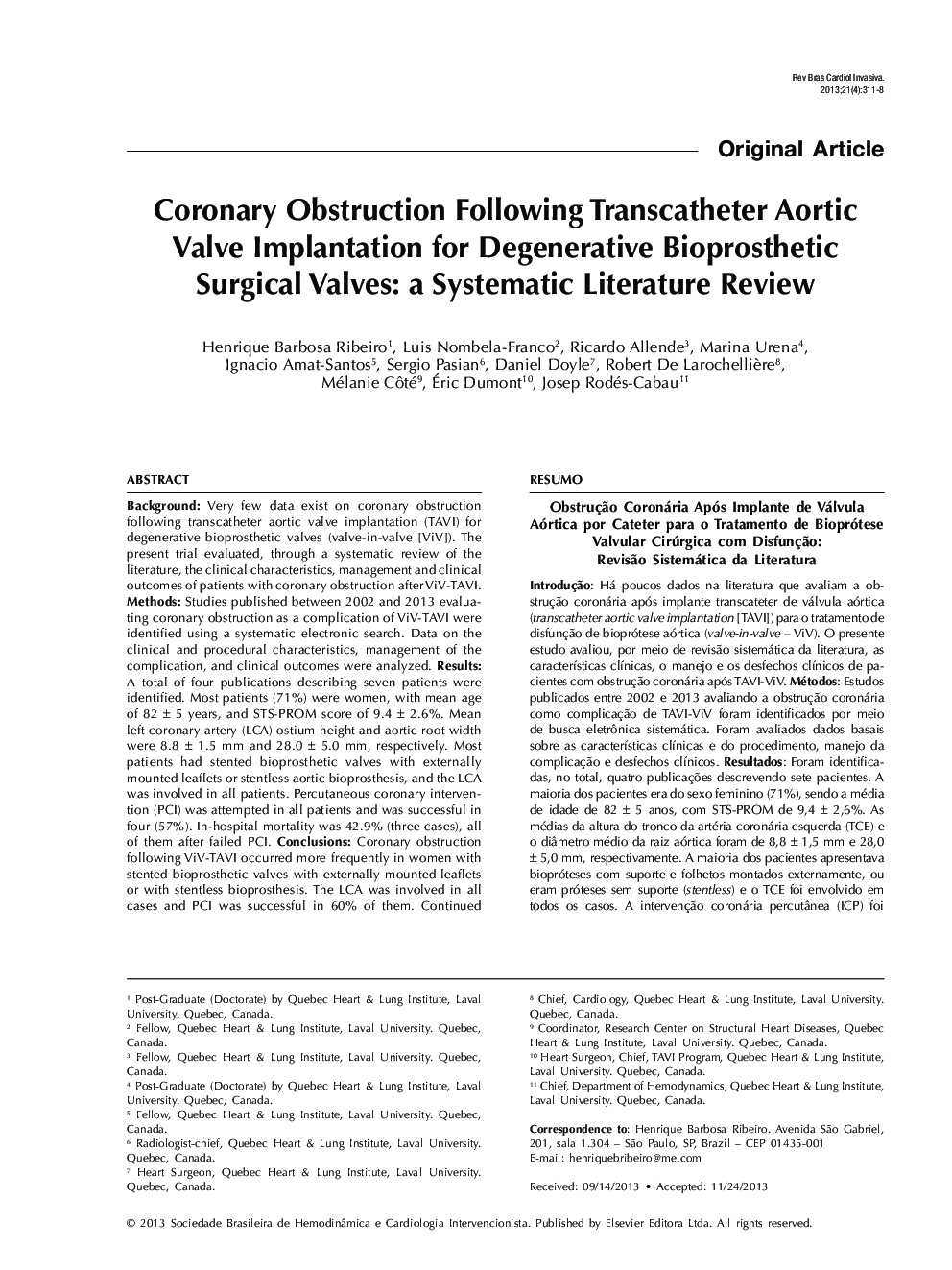 Coronary Obstruction Following Transcatheter Aortic Valve Implantation for Degenerative Bioprosthetic Surgical Valves: a Systematic Literature Review