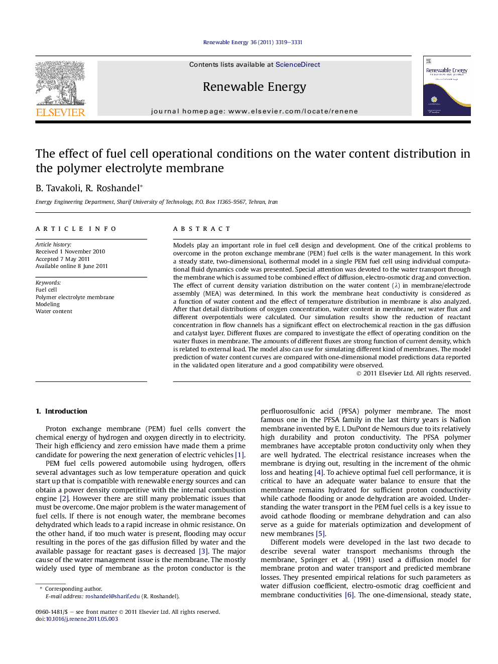 The effect of fuel cell operational conditions on the water content distribution in the polymer electrolyte membrane