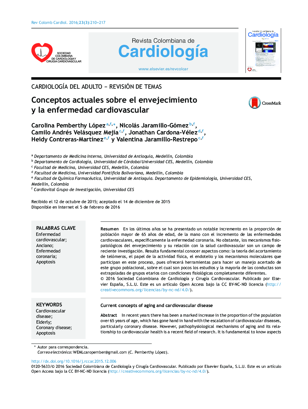 Conceptos actuales sobre el envejecimiento y la enfermedad cardiovascular