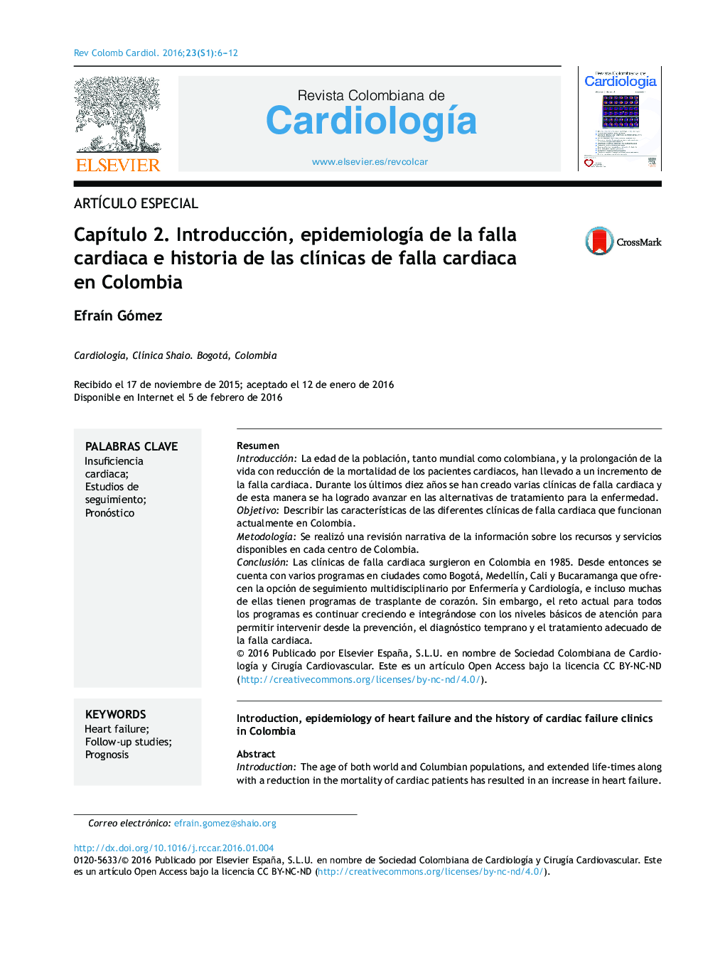 Capítulo 2. Introducción, epidemiología de la falla cardiaca e historia de las clínicas de falla cardiaca en Colombia