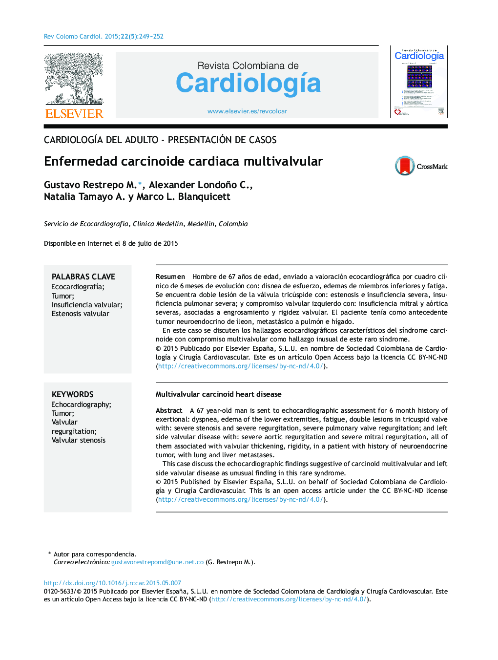 Enfermedad carcinoide cardiaca multivalvular