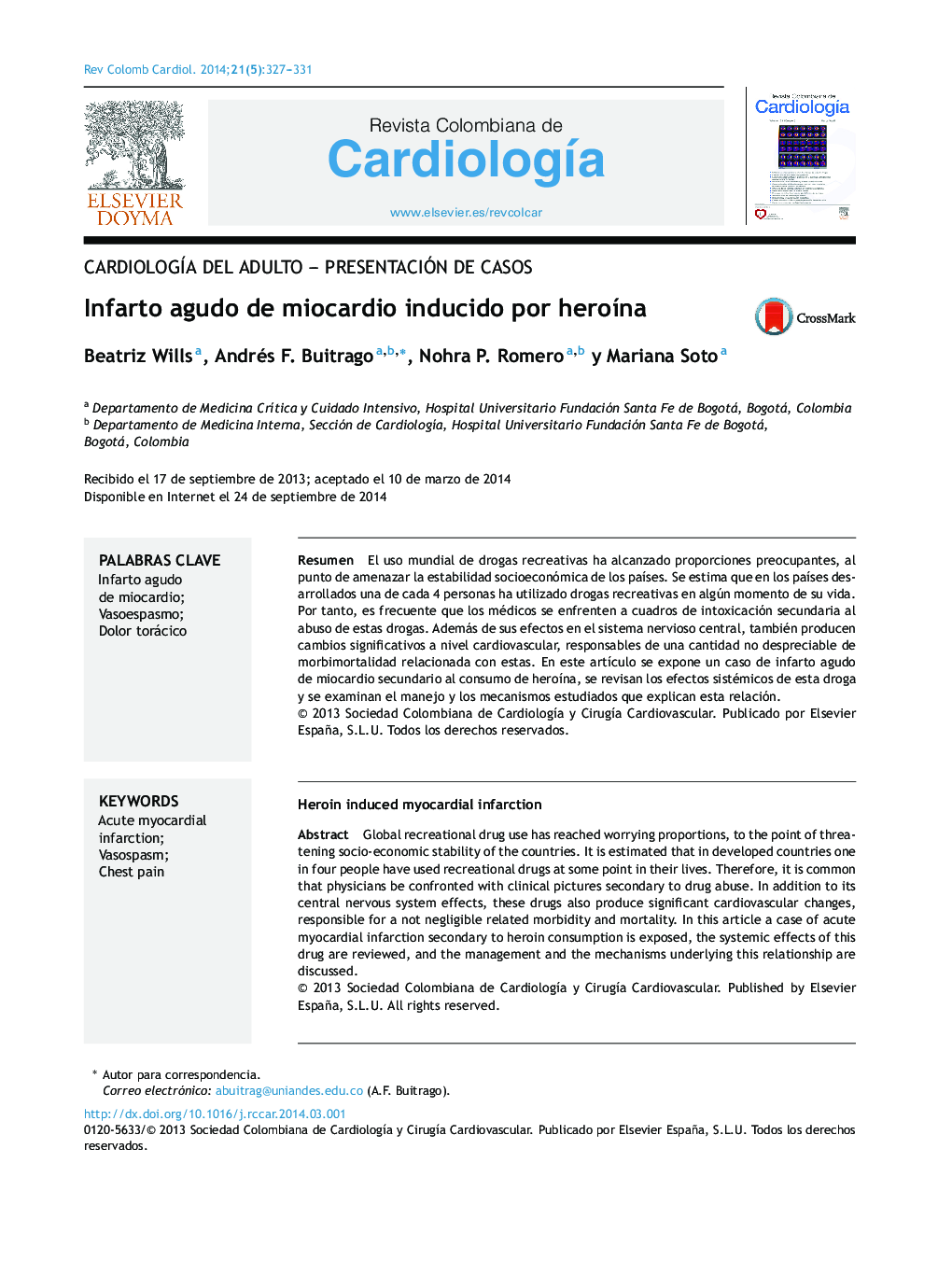 Infarto agudo de miocardio inducido por heroína