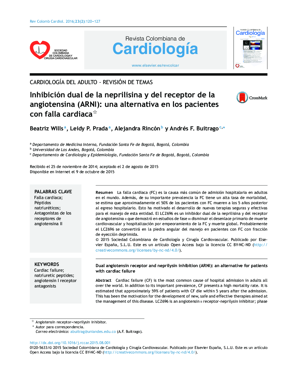 Inhibición dual de la neprilisina y del receptor de la angiotensina (ARNI): una alternativa en los pacientes con falla cardiaca 