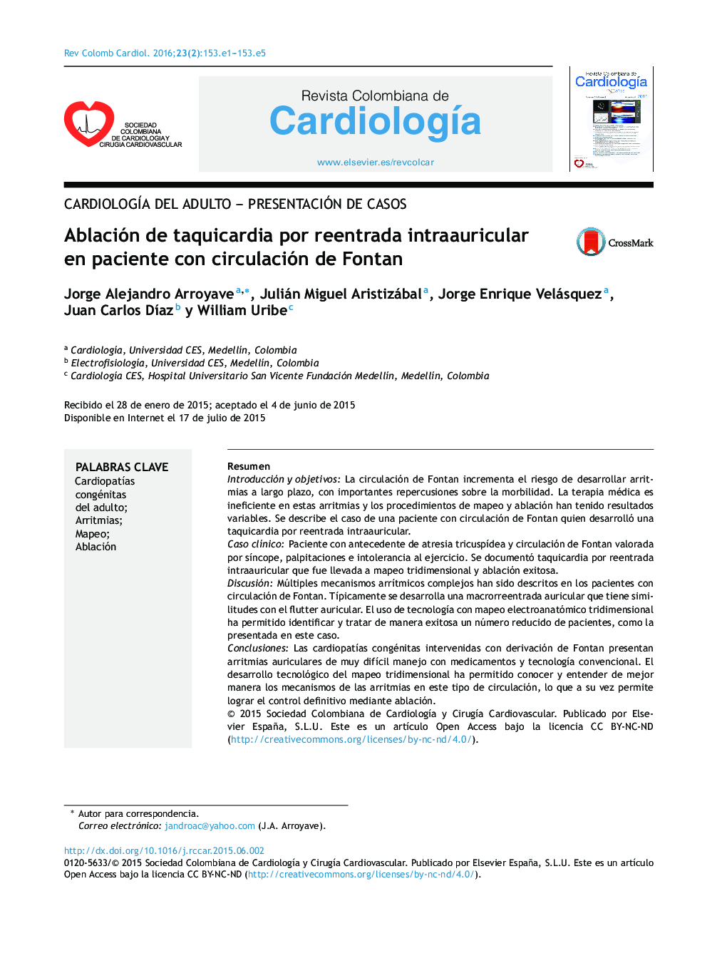 Ablación de taquicardia por reentrada intraauricular en paciente con circulación de Fontan
