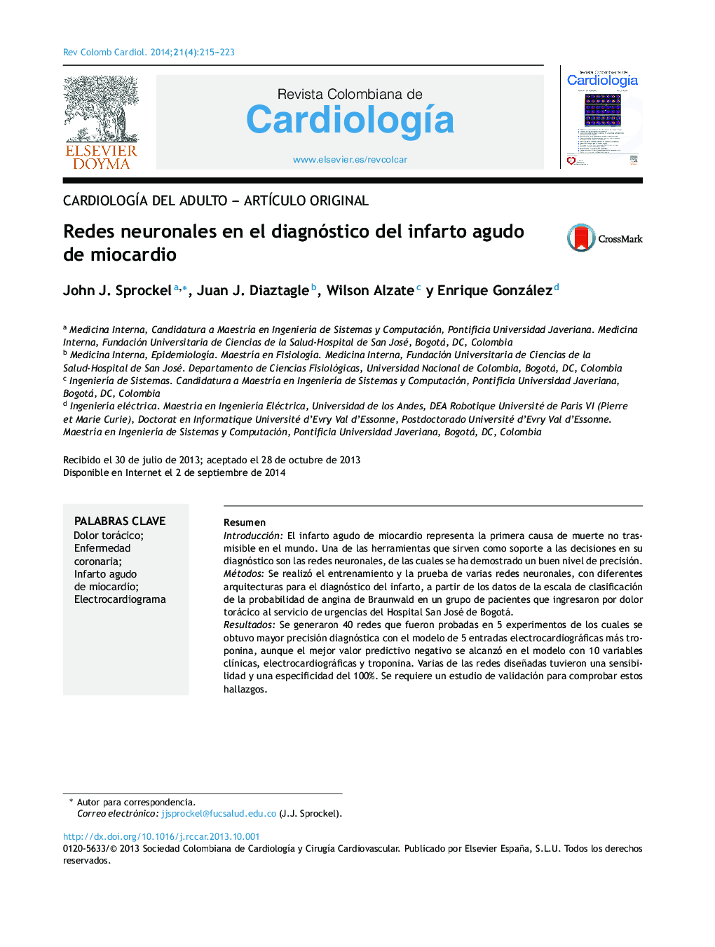 Redes neuronales en el diagnóstico del infarto agudo de miocardio