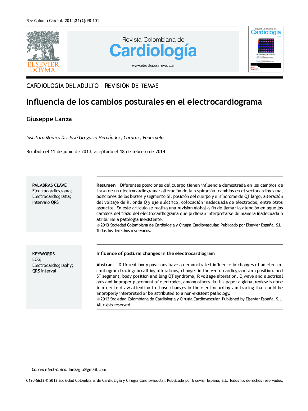 Influencia de los cambios posturales en el electrocardiograma