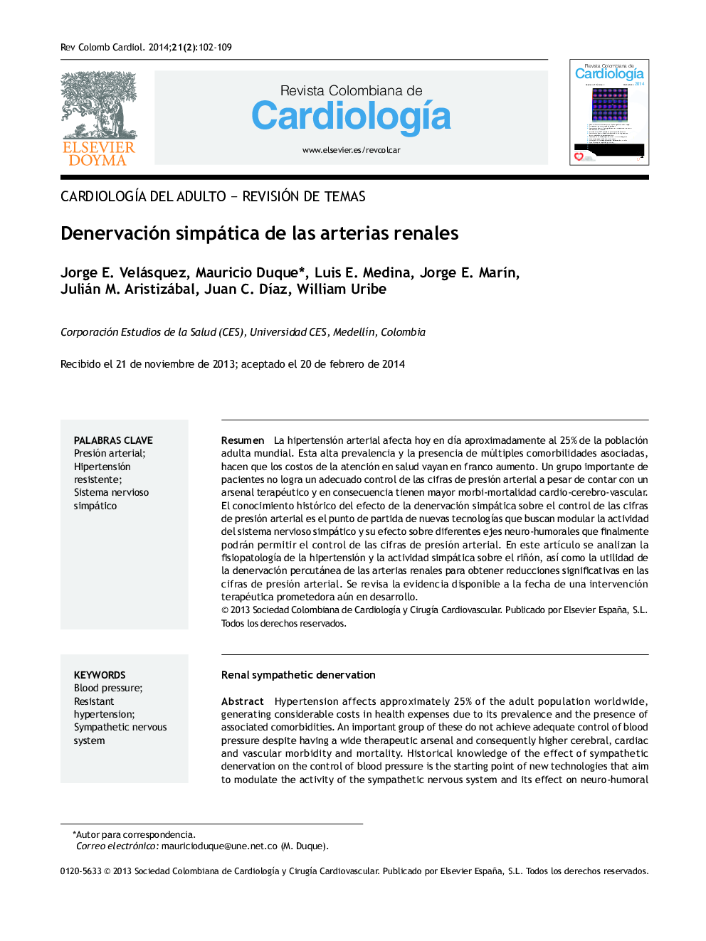 Denervación simpática de las arterias renales