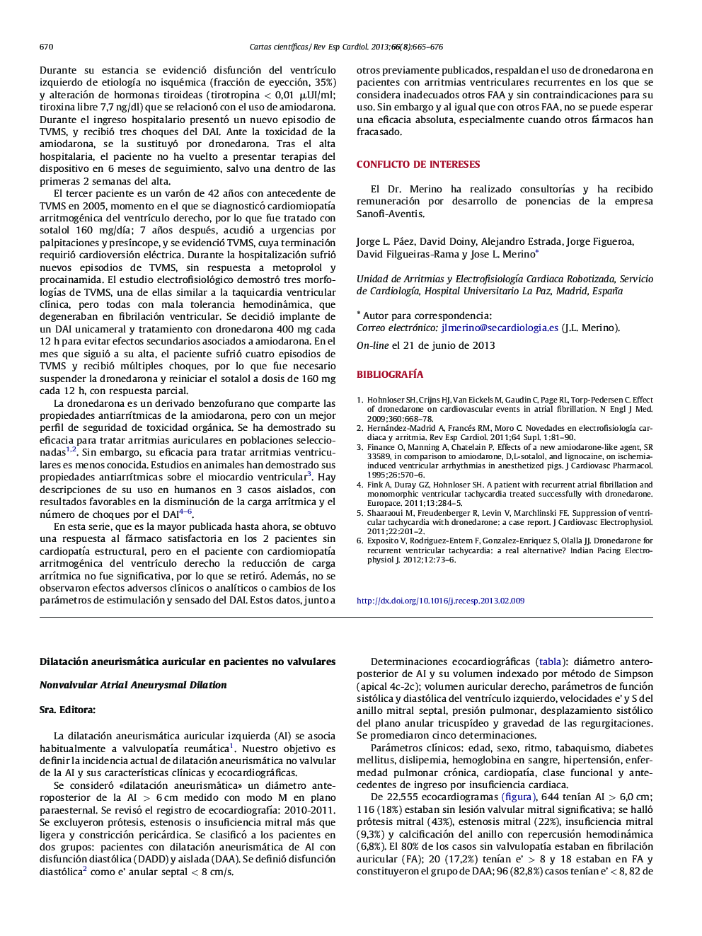 Dilatación aneurismática auricular en pacientes no valvulares