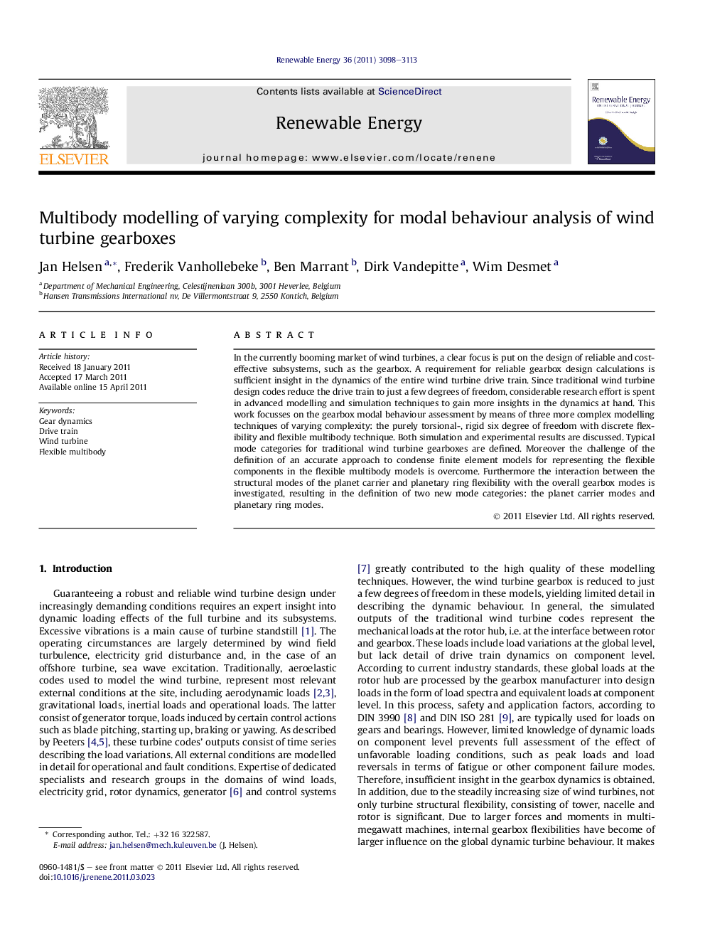 Multibody modelling of varying complexity for modal behaviour analysis of wind turbine gearboxes