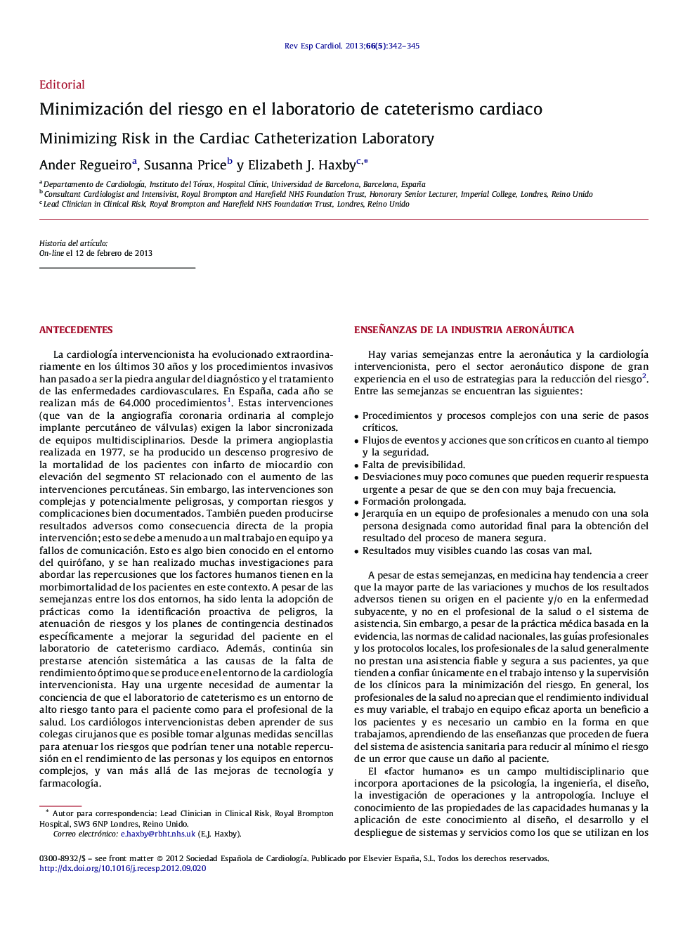 Minimización del riesgo en el laboratorio de cateterismo cardiaco