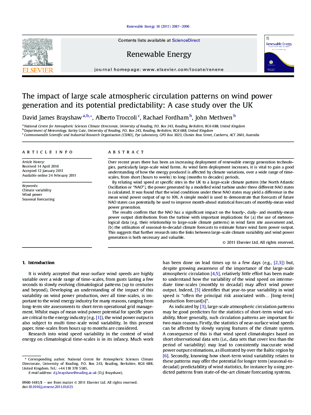 The impact of large scale atmospheric circulation patterns on wind power generation and its potential predictability: A case study over the UK