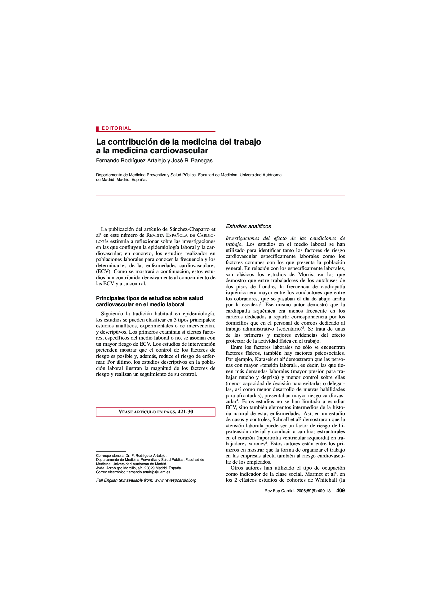 La contribución de la medicina del trabajo a la medicina cardiovascular