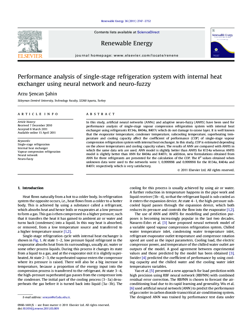 Performance analysis of single-stage refrigeration system with internal heat exchanger using neural network and neuro-fuzzy