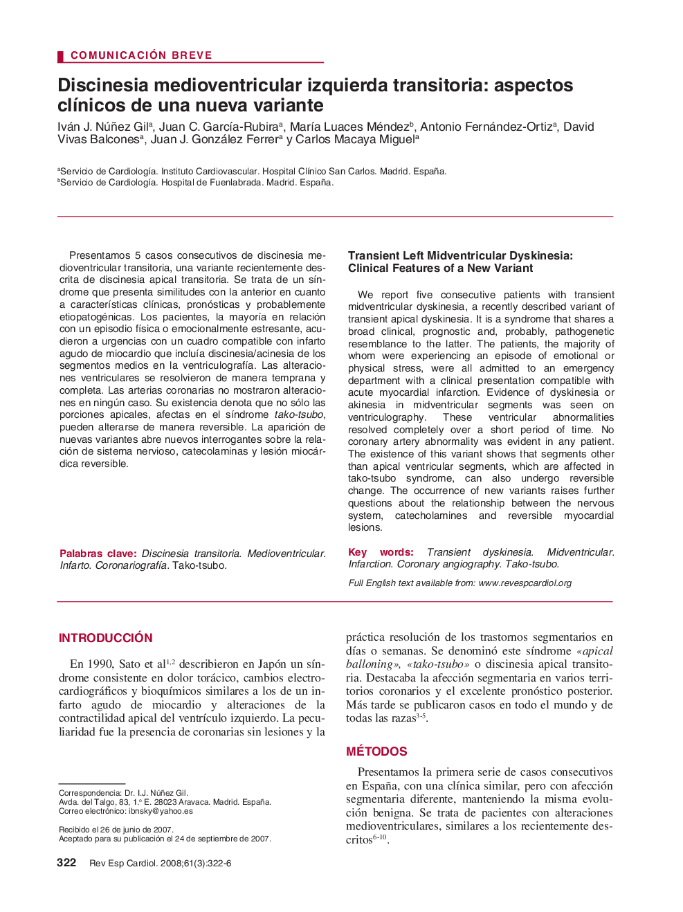 Discinesia medioventricular izquierda transitoria: aspectos clÃ­nicos de una nueva variante