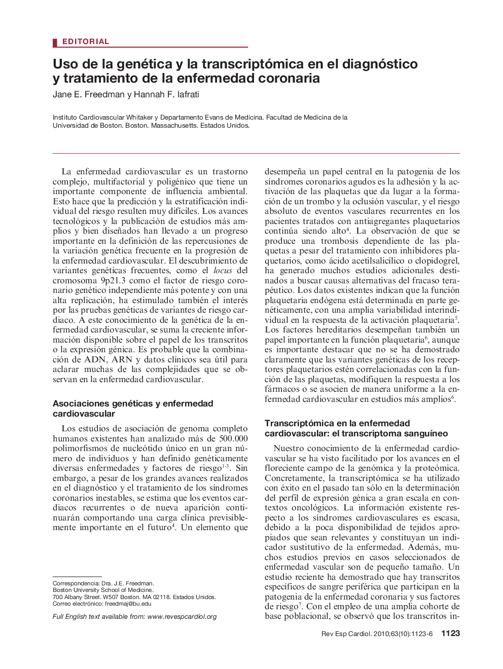 Uso de la genética y la transcriptómica en el diagnóstico y tratamiento de la enfermedad coronaria