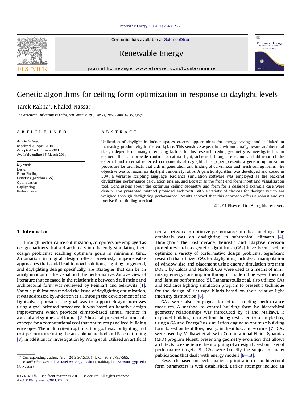 عکس صفحه اول مقاله: Genetic algorithms for ceiling form optimization in response to daylight levels Genetic algorithms for ceiling form optimization in response to daylight levels