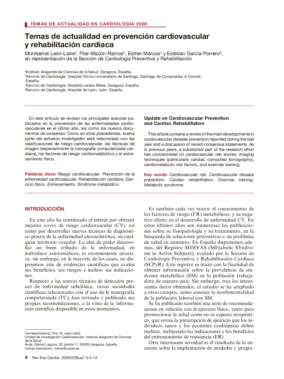 Temas de actualidad en prevención cardiovascular y rehabilitación cardiaca