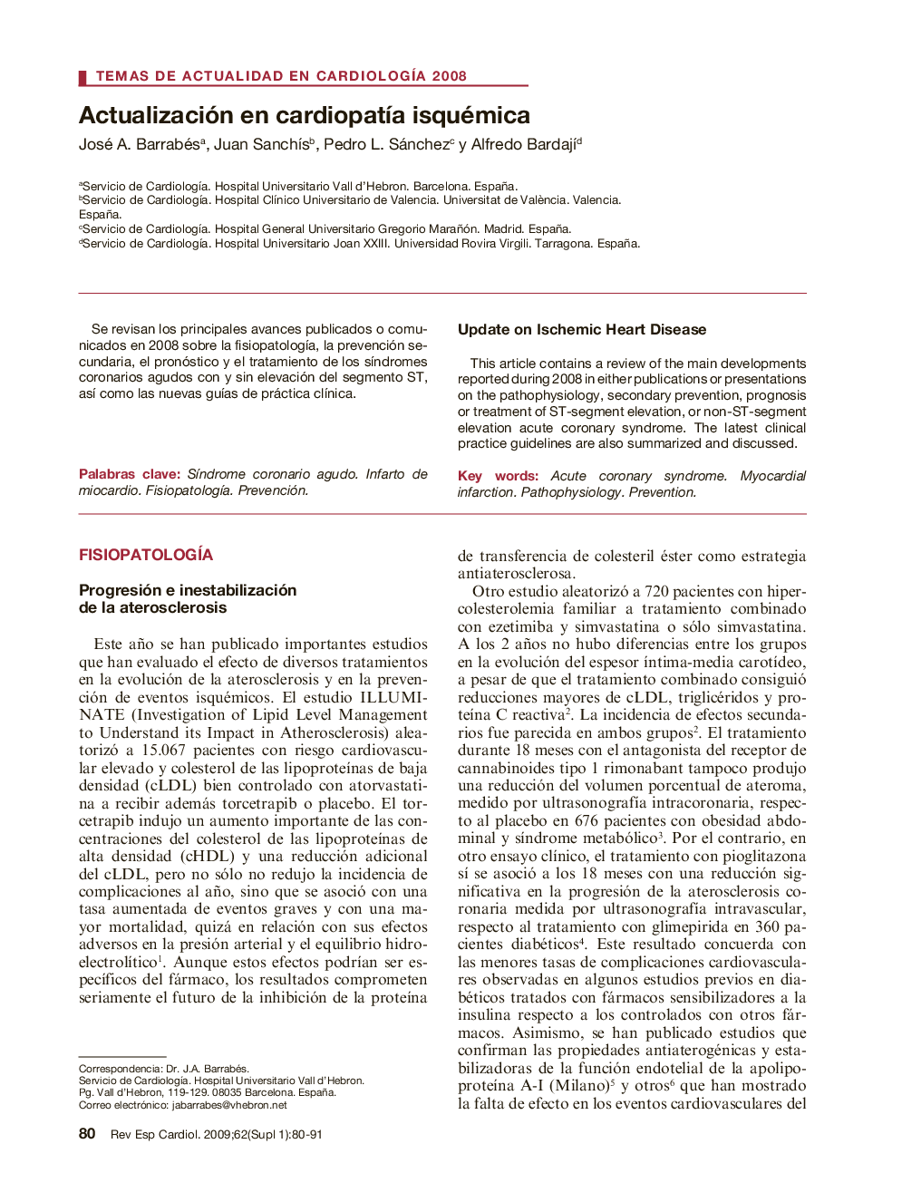 Actualización en cardiopatía isquémica