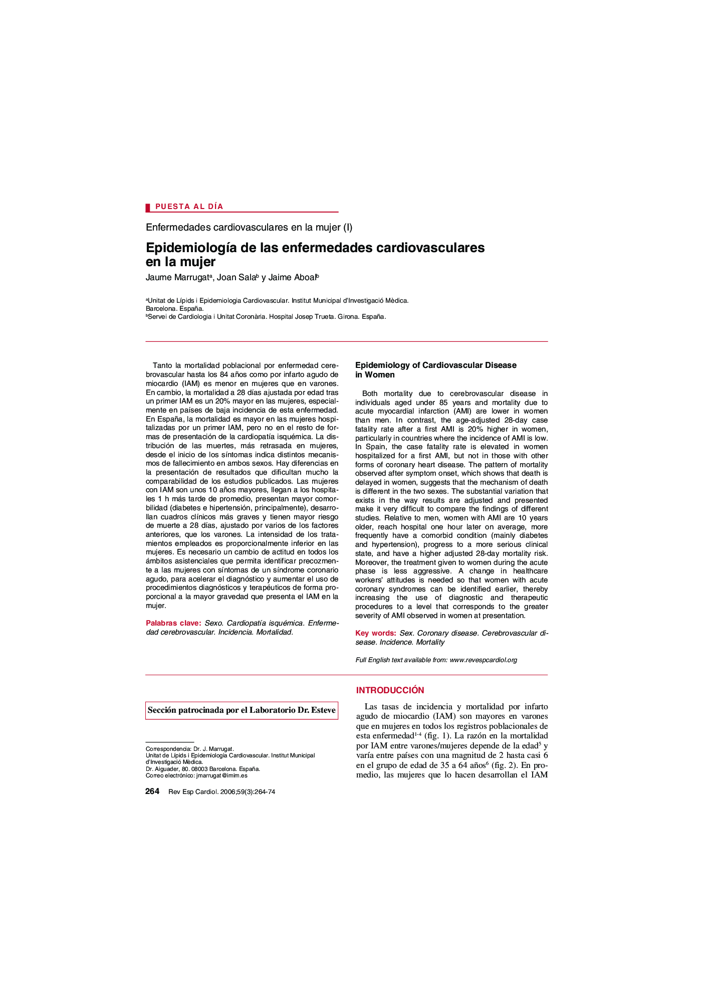 EpidemiologÃ­a de las enfermedades cardiovasculares en la mujer