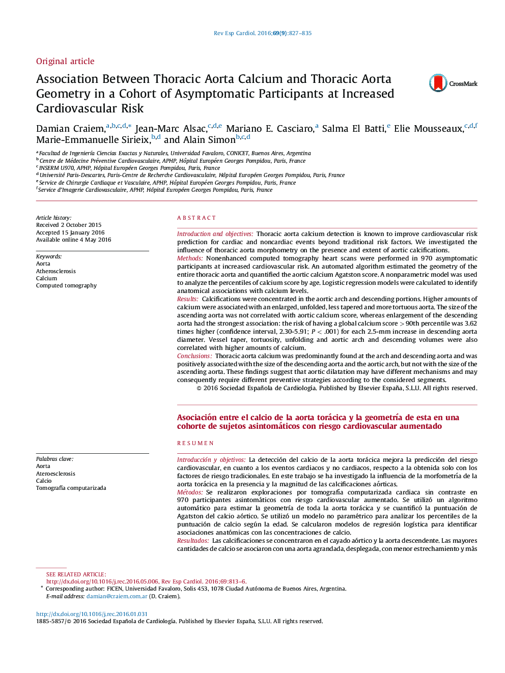 Association Between Thoracic Aorta Calcium and Thoracic Aorta Geometry in a Cohort of Asymptomatic Participants at Increased Cardiovascular Risk