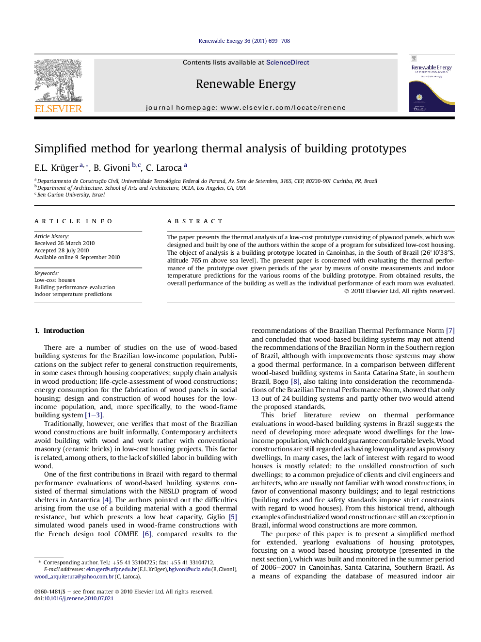 Simplified method for yearlong thermal analysis of building prototypes