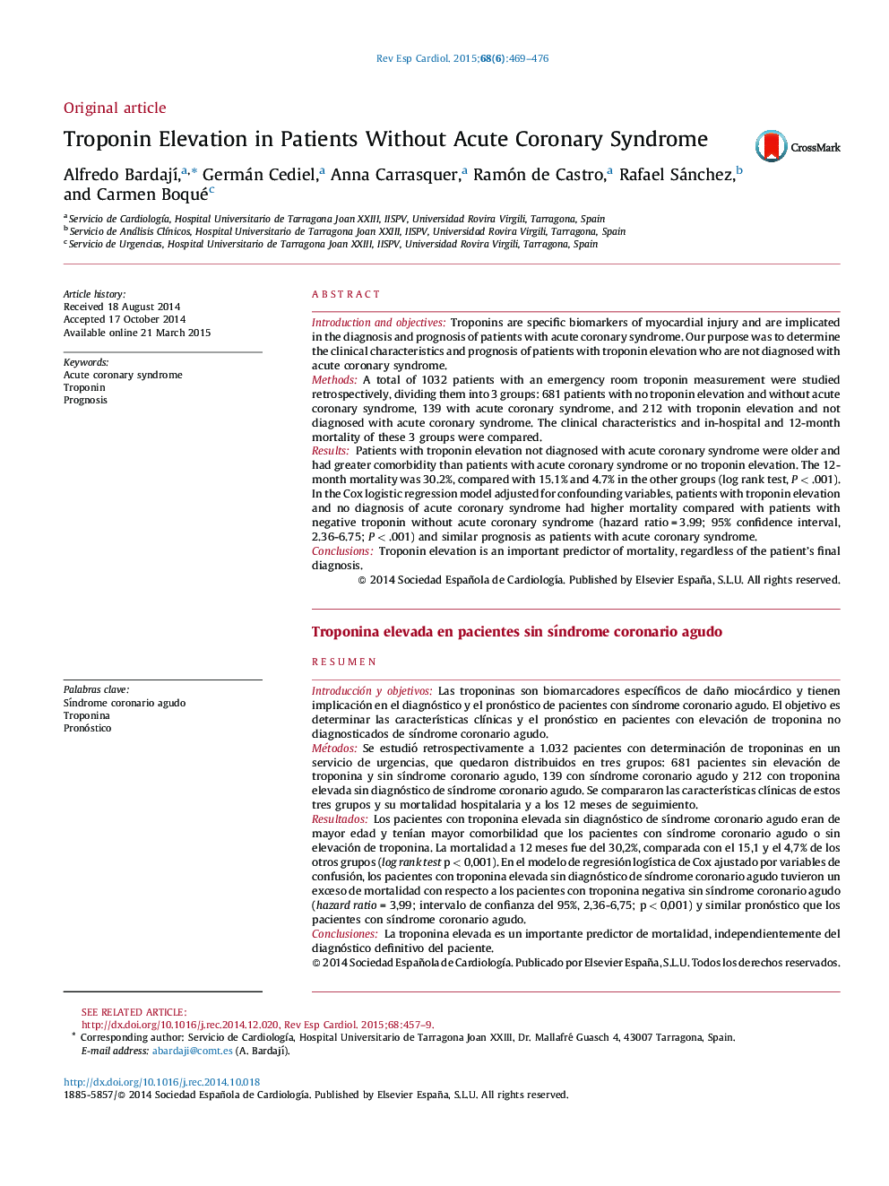 Troponin Elevation in Patients Without Acute Coronary Syndrome