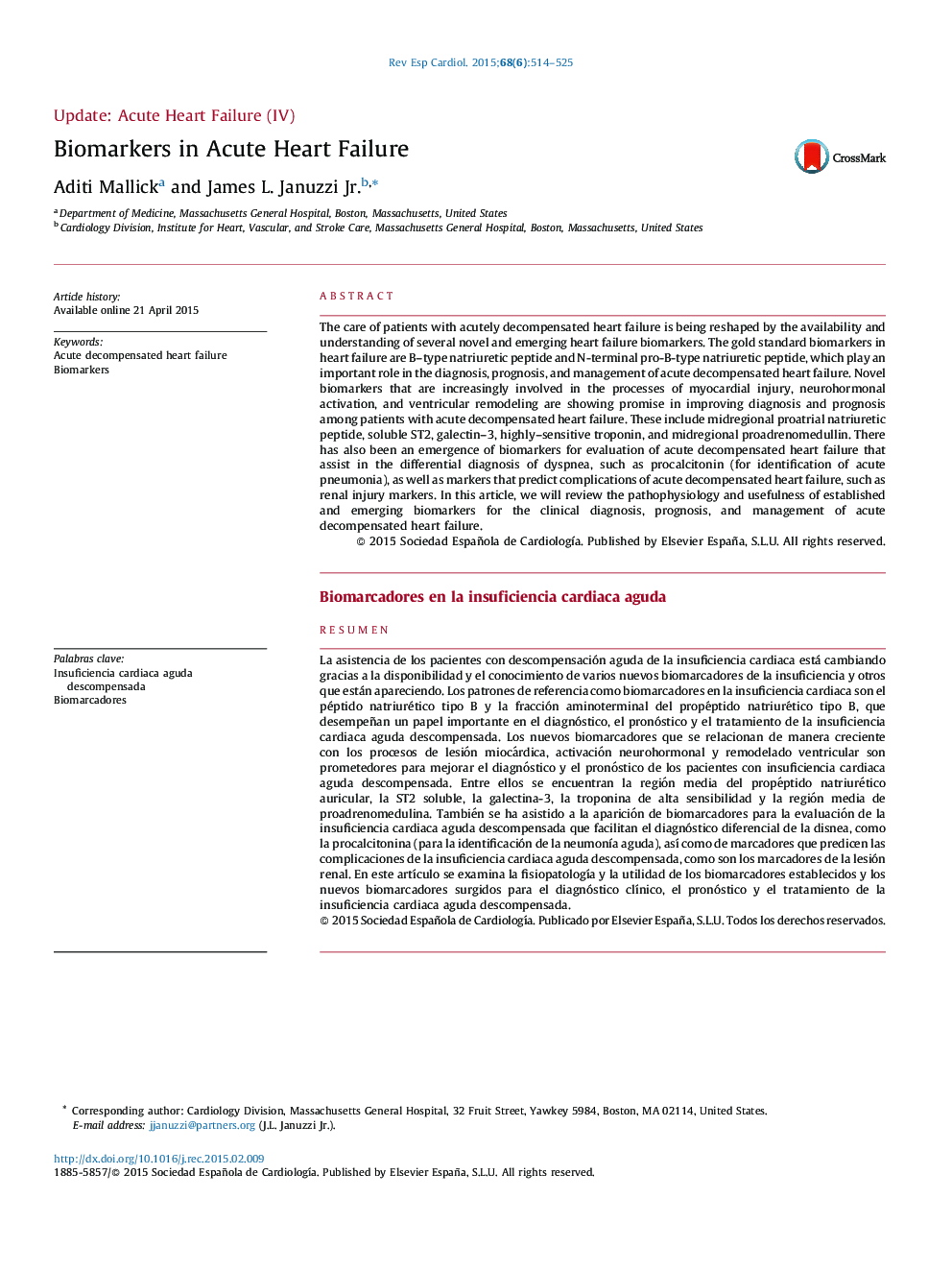 Biomarkers in Acute Heart Failure