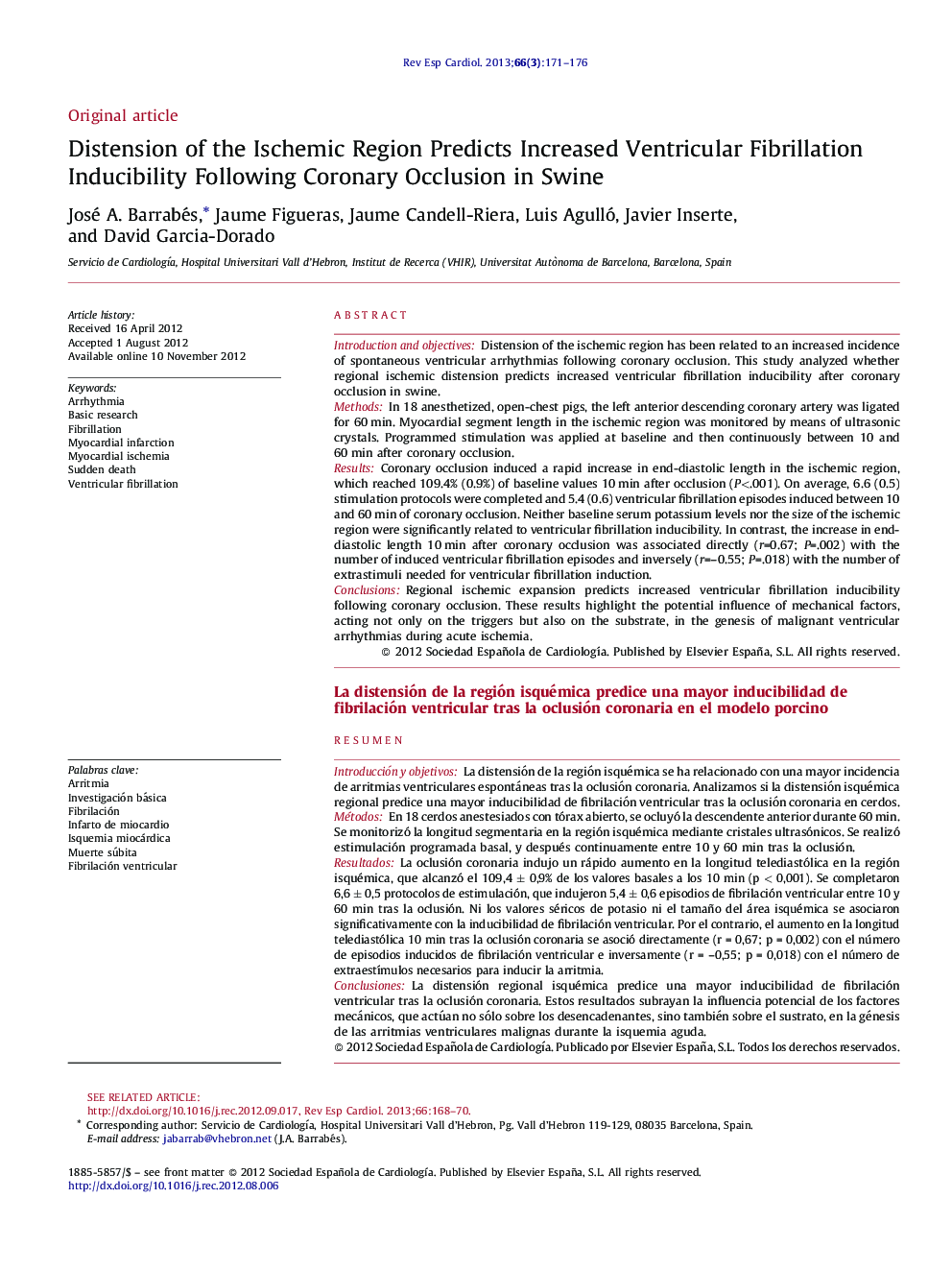 Distension of the Ischemic Region Predicts Increased Ventricular Fibrillation Inducibility Following Coronary Occlusion in Swine