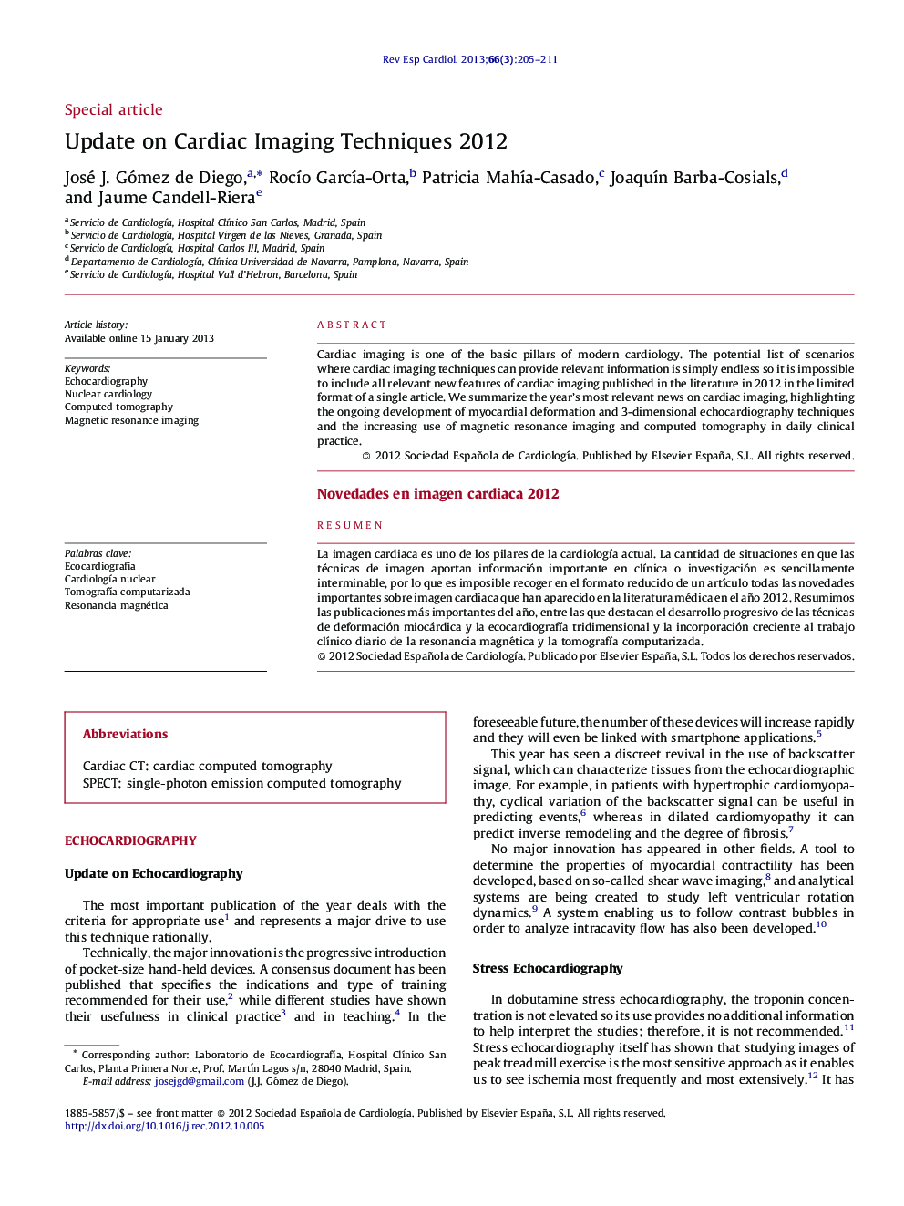 Update on Cardiac Imaging Techniques 2012