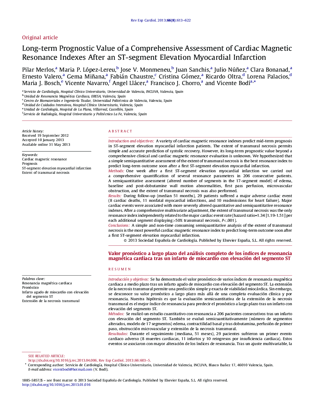 Long-term Prognostic Value of a Comprehensive Assessment of Cardiac Magnetic Resonance Indexes After an ST-segment Elevation Myocardial Infarction