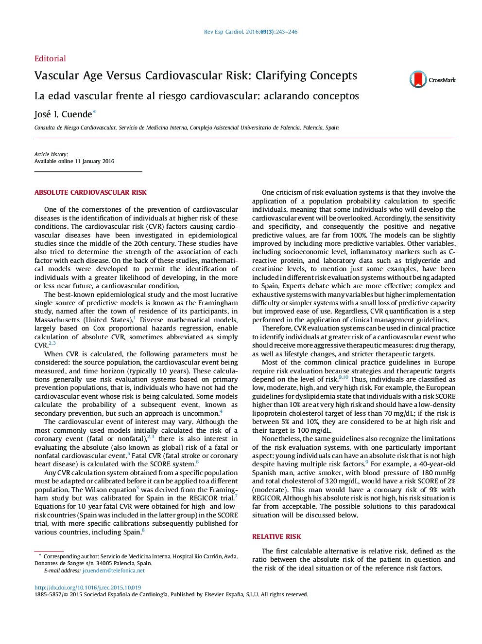 Vascular Age Versus Cardiovascular Risk: Clarifying Concepts