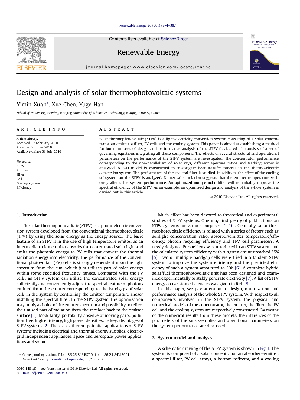 Design and analysis of solar thermophotovoltaic systems