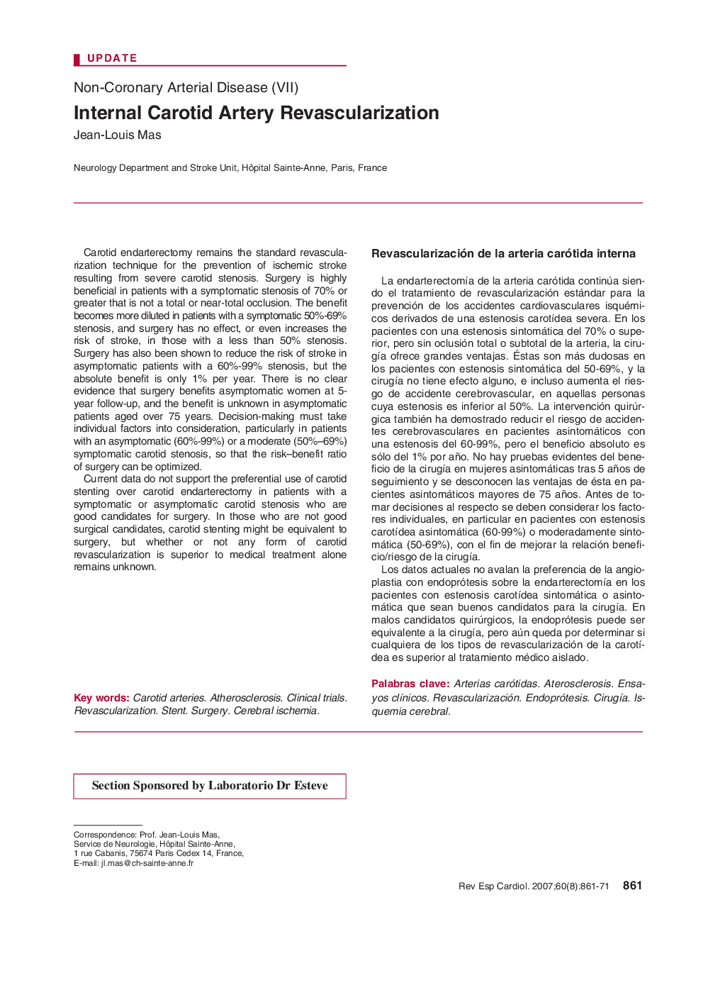 Non-Coronary Arterial Disease (VII): Internal Carotid Artery Revascularization