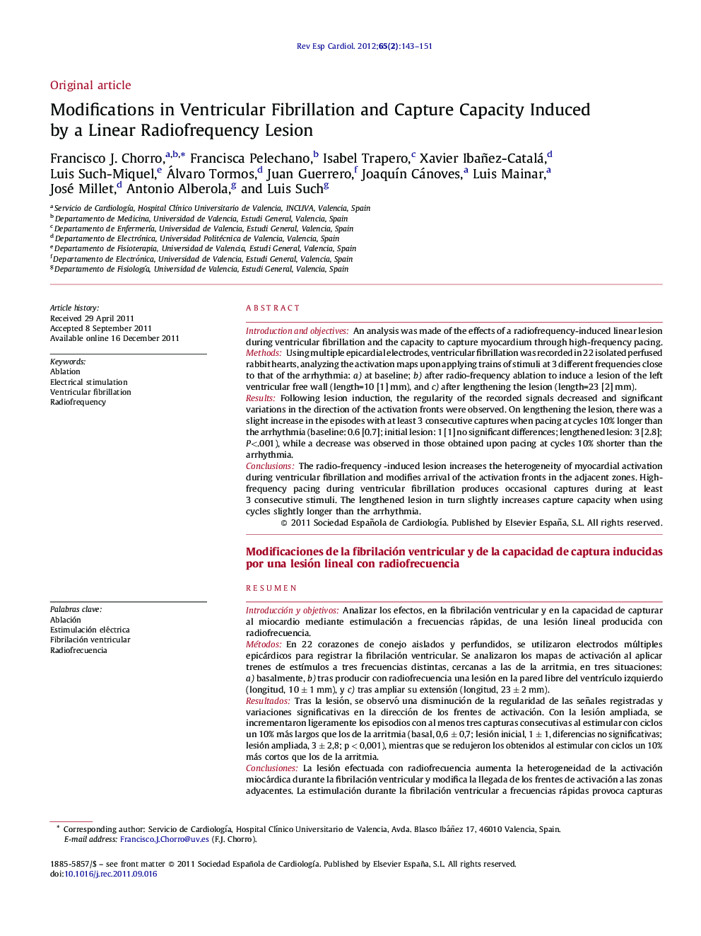 Modifications in Ventricular Fibrillation and Capture Capacity Induced by a Linear Radiofrequency Lesion