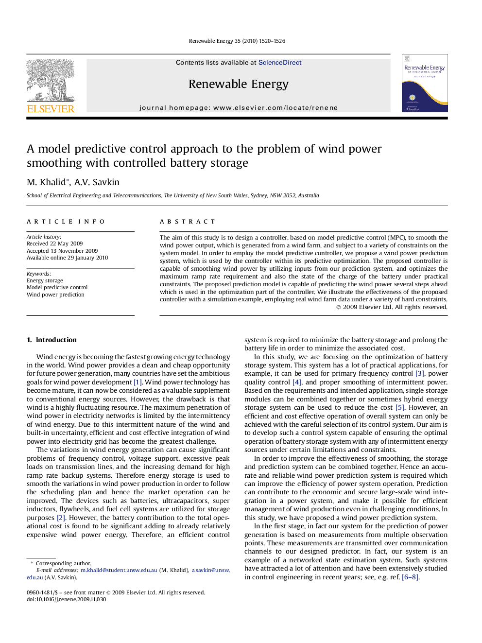 A model predictive control approach to the problem of wind power smoothing with controlled battery storage