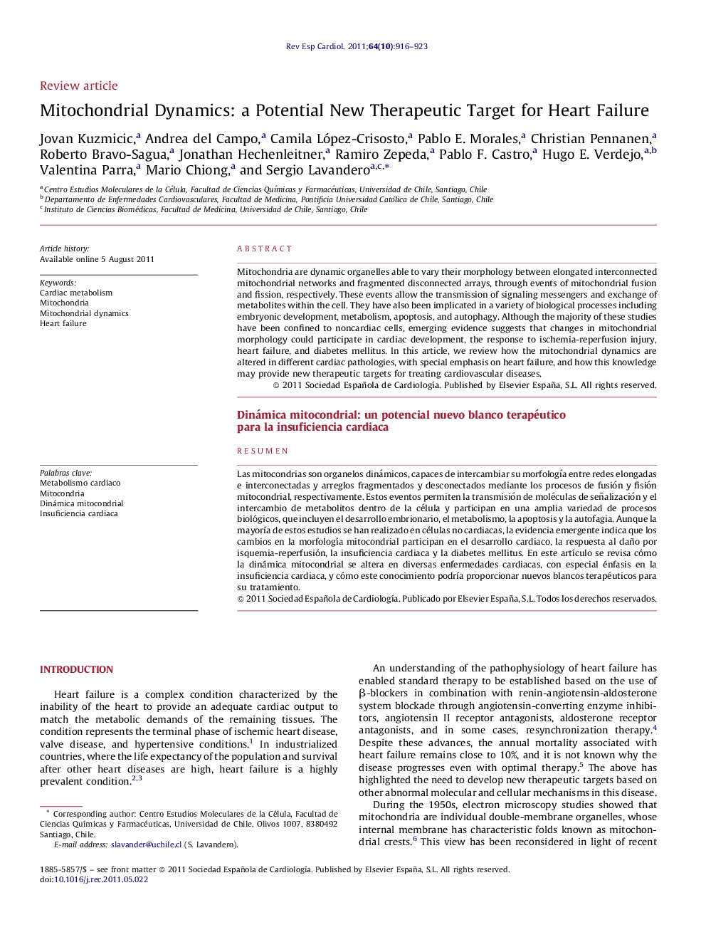 Mitochondrial Dynamics: a Potential New Therapeutic Target for Heart Failure