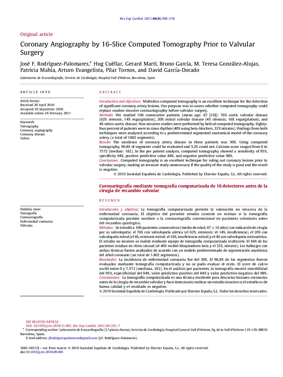 Coronary Angiography by 16-Slice Computed Tomography Prior to Valvular Surgery