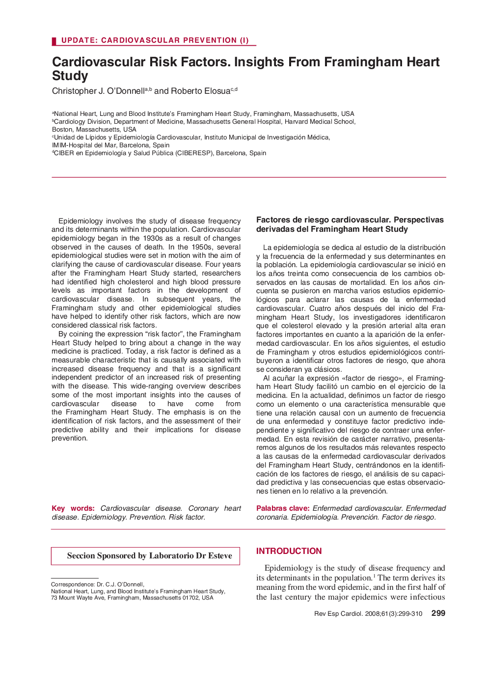 Cardiovascular Risk Factors. Insights From Framingham Heart Study 