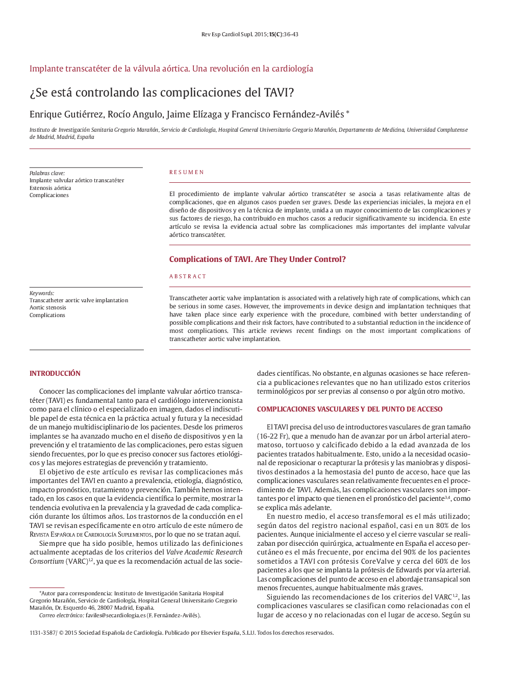 ¿Se está controlando las complicaciones del TAVI?