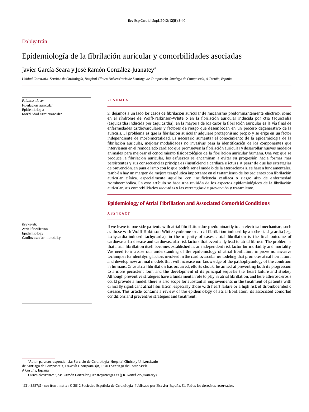 EpidemiologÃ­a de la fibrilación auricular y comorbilidades asociadas